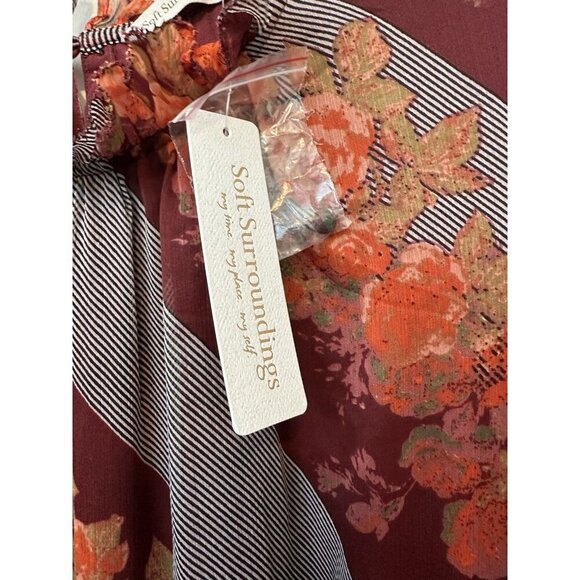 Soft Surroundings Woodland Manor Boho Dress Women XL Fall Burgundy Floral Flowy - Picture 4 of 6